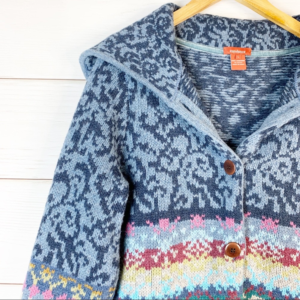 Sundance Copenhagen Wool Fair Isle Coat Size Large - Picture 5 of 8